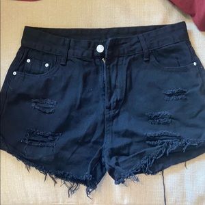 black jean shorts